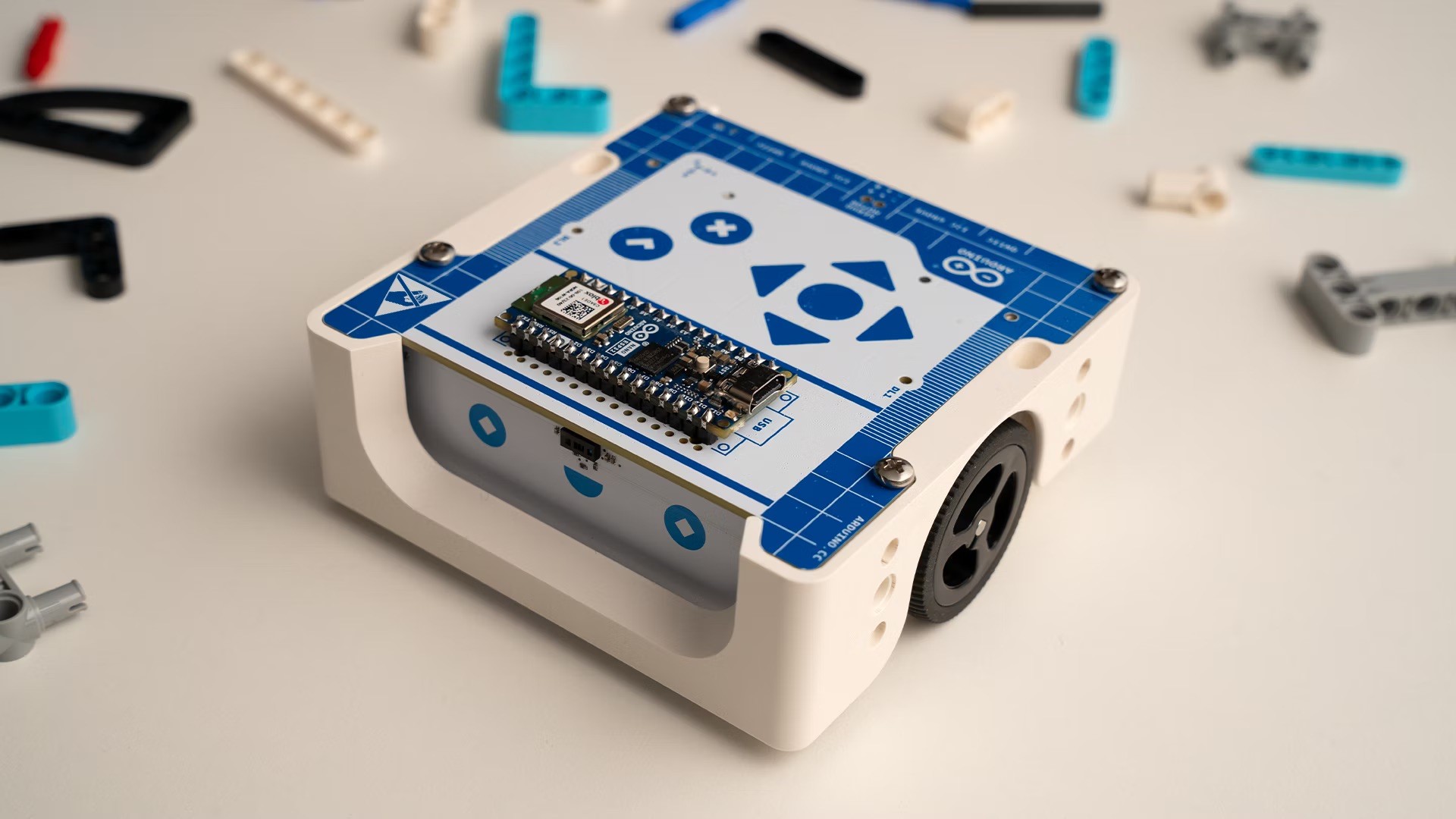 The Arduino Alvik Robot car on a table